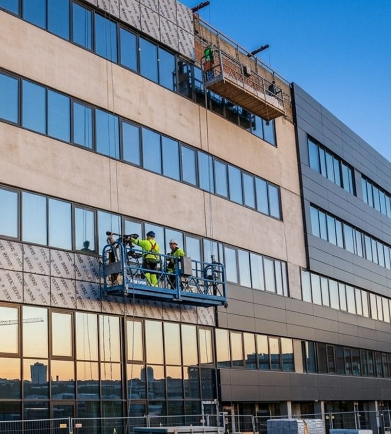 Habillage façade Alucobond immeuble résidentiel Tanger - Pose panneaux composites blanc