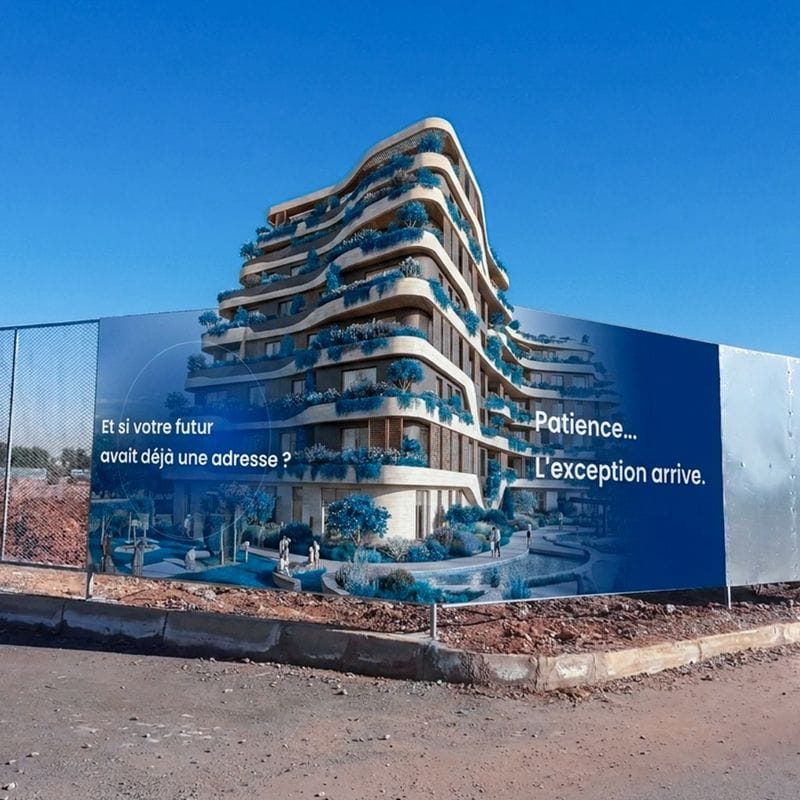 Palissade chantier immobilier luxe - Panneau 3D promotion immobilière