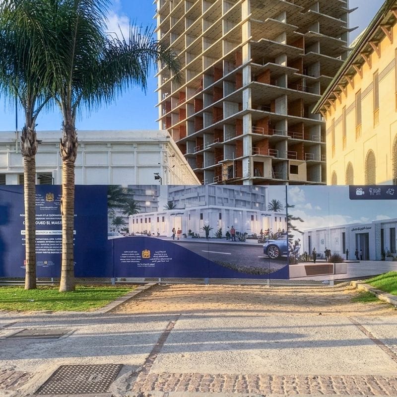 Palissade chantier imprimée vinyle HQ - Projet Oued El Makhazin Tanger