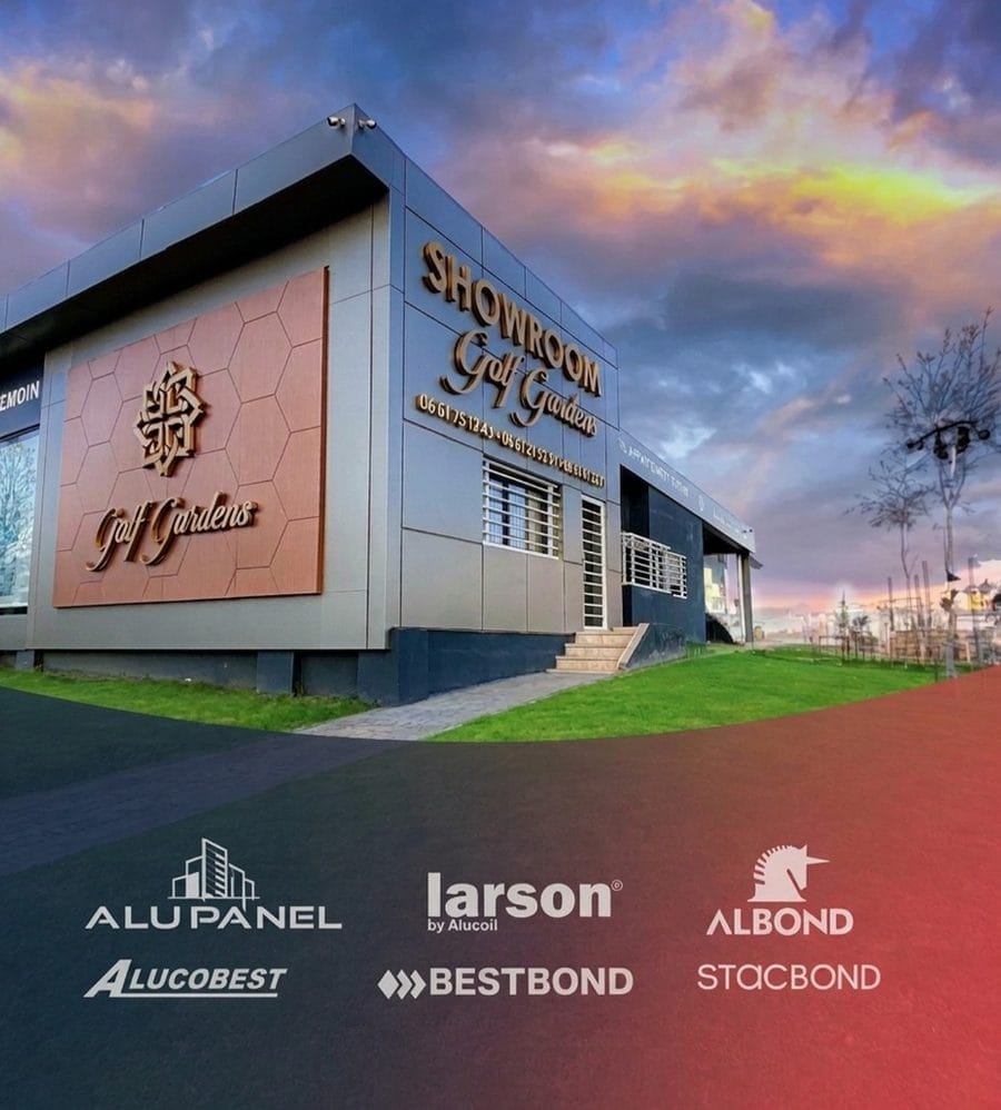 Habillage façade Alucobond Golf Gardens Showroom Maroc - AdKey Signs